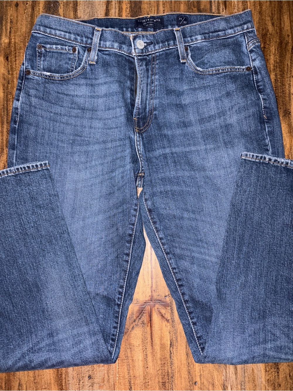 Lucky Brand Men's 34x30 Blue Denim Jeans 221 Straight Cut